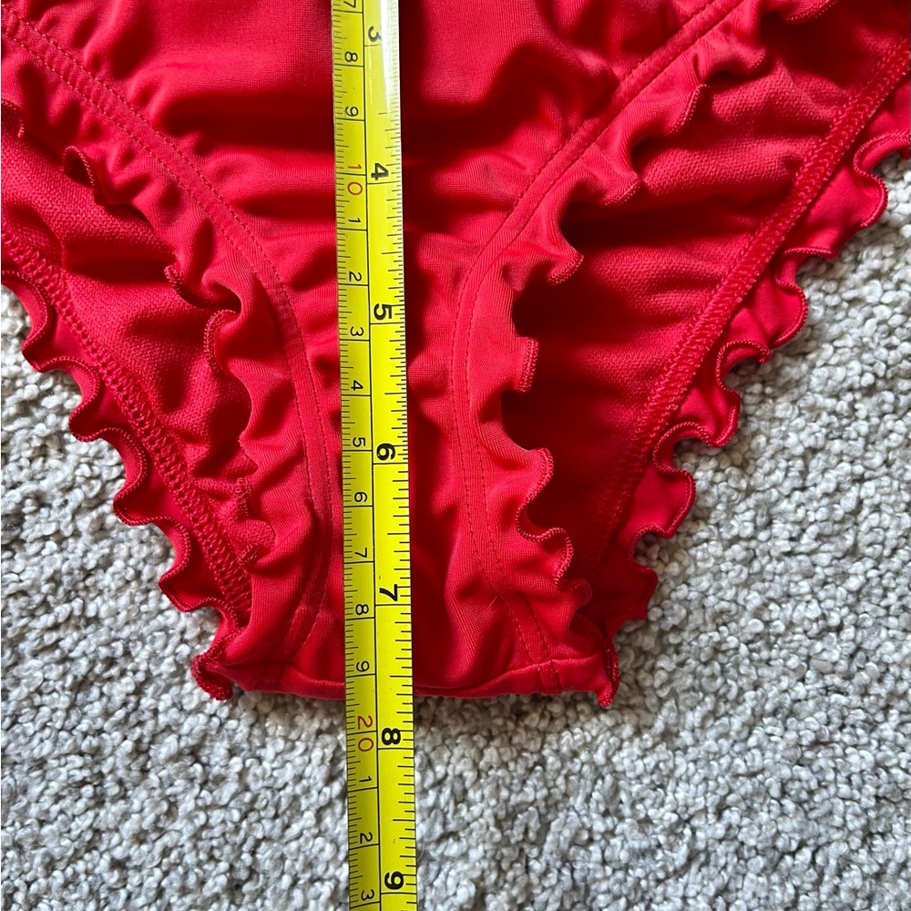 Red Bikini Set Ruffle Detailing Adjustable Straps Strawberry Charm Size XS-S - Picture 6 of 8